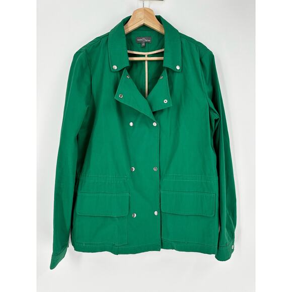 Market & Spruce Suva‎ Cargo Jacket Green Double Breasted Snaps Size L - Picture 1 of 9